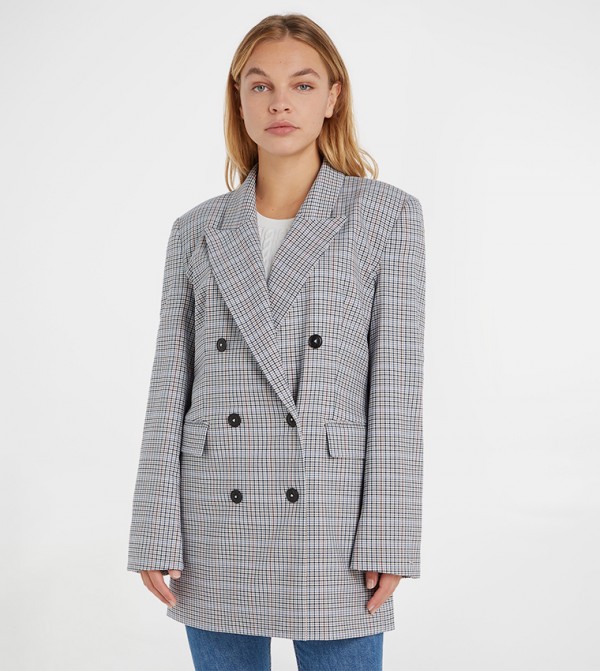 Plaid Double Breasted Blazer