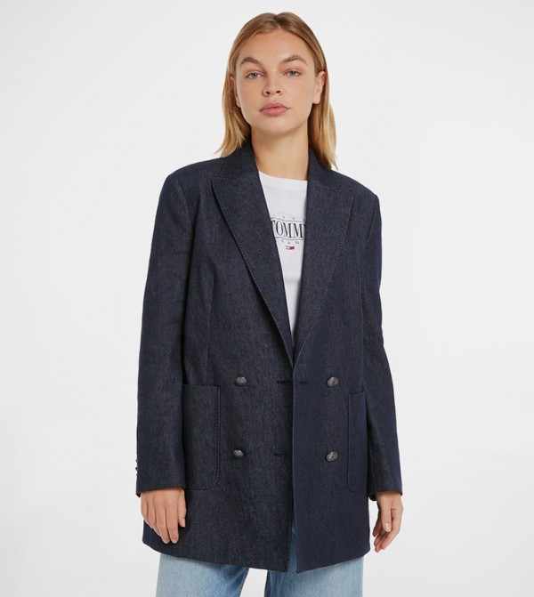 Solid Double Breasted Tailored Blazers
