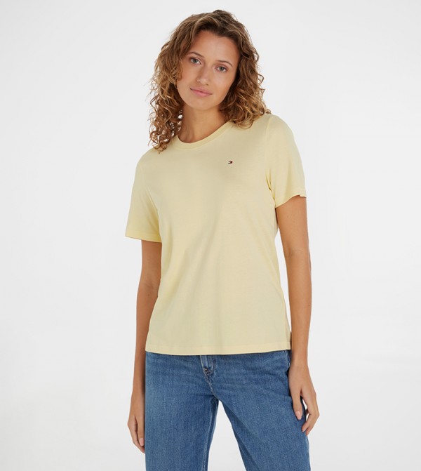 Flag Embroidered Crew Neck T-Shirt
