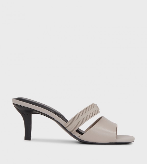 Logo Detail Open Toe Heel Sandals