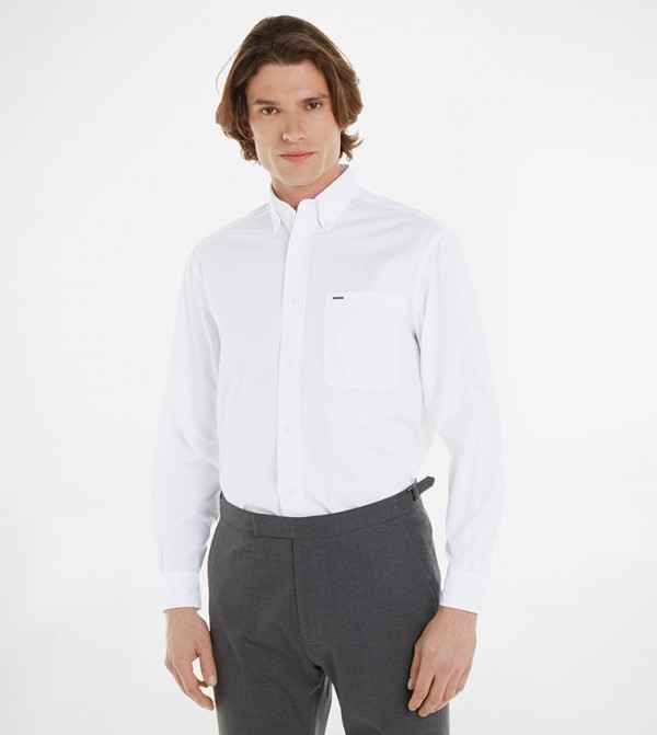 Solid Button-Down Collar Shirt