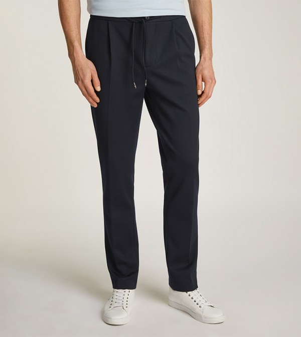 Solid Drawstring Waist Slim Fit Pants