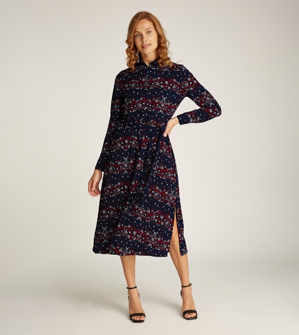 Floral Printed Midi Dress with Slit