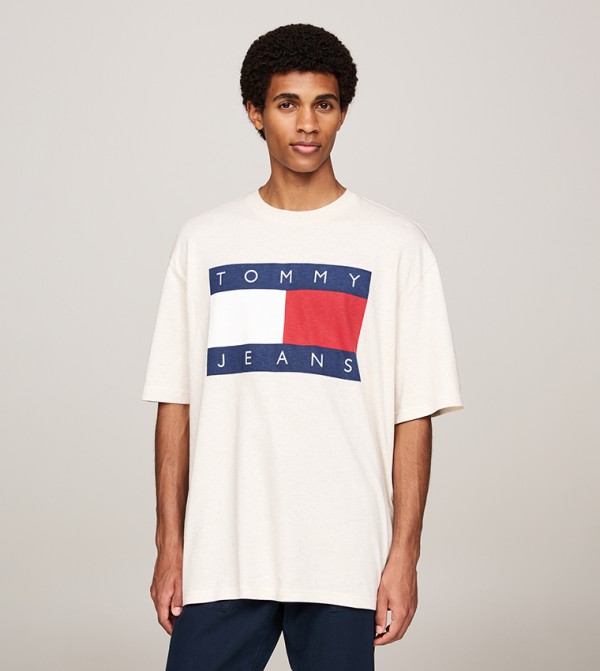 Flag Printed Crew Neck Oversized T-Shirt