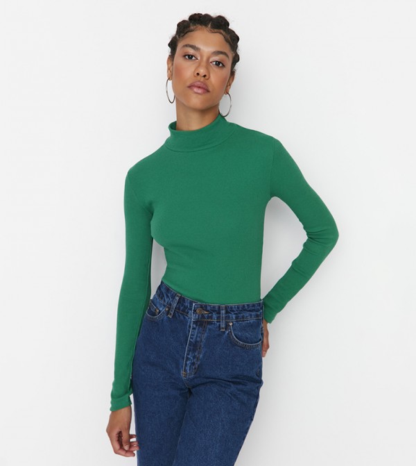 Dark green high neck top hotsell