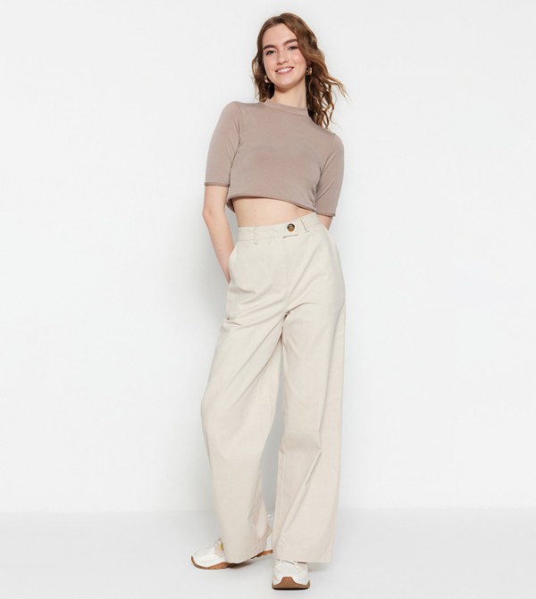 Happiness İstanbul Wide Leg Masculine Woven Trousers - Trendyol