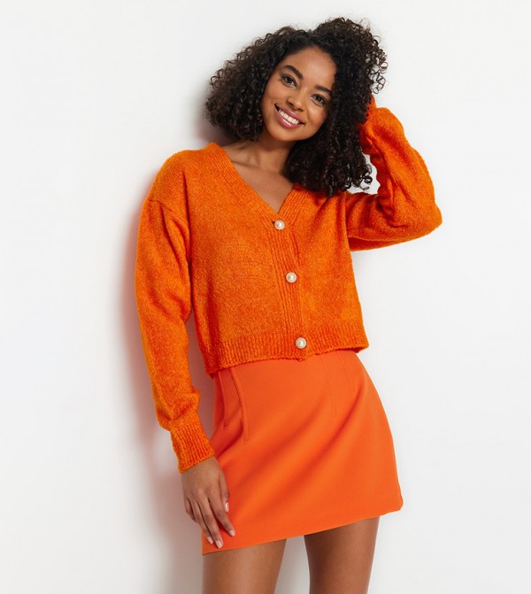 Orange cardigan shop sweater