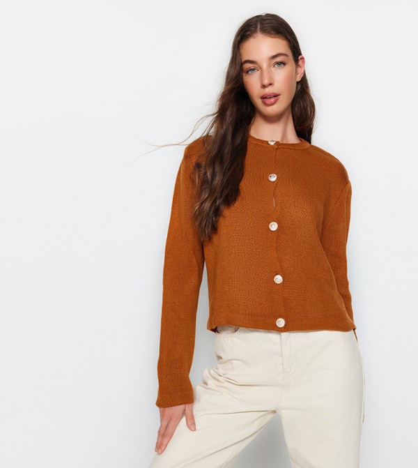 Orange cropped cardigan sale