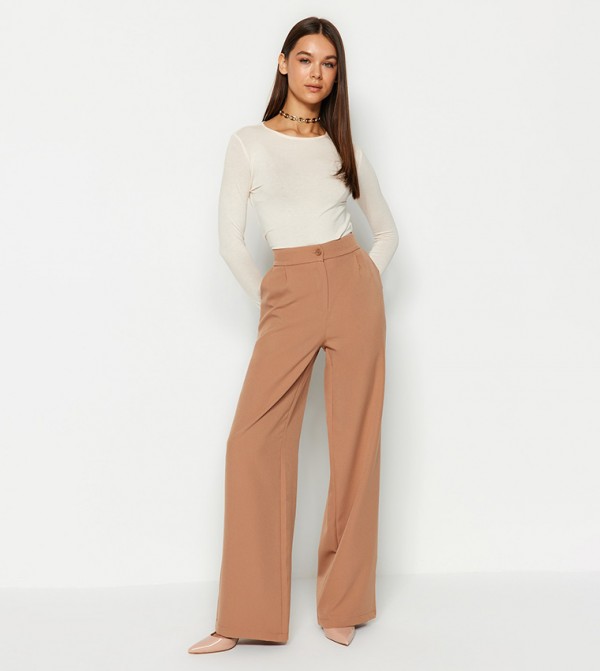 Solid Wide Leg Trousers