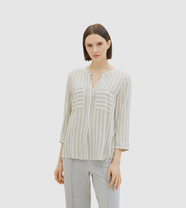 Striped 3/4 Sleeves Top