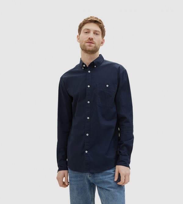 Pocket Detail Stretch Oxford Shirt