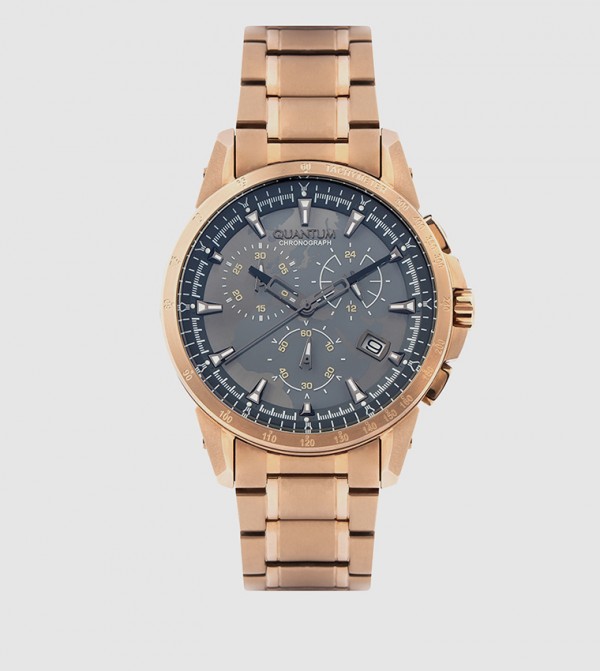 Buy Quantum Gun Metal Dial Chronograph Analog Watch In Rose