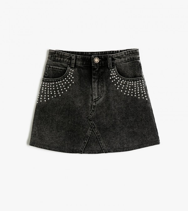 Black denim skirt store cheap