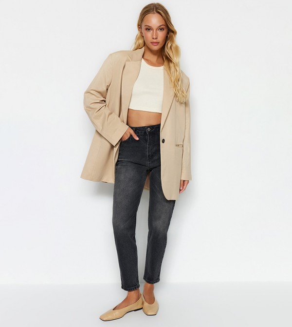 Faded High Waist Mom Fit Jeans