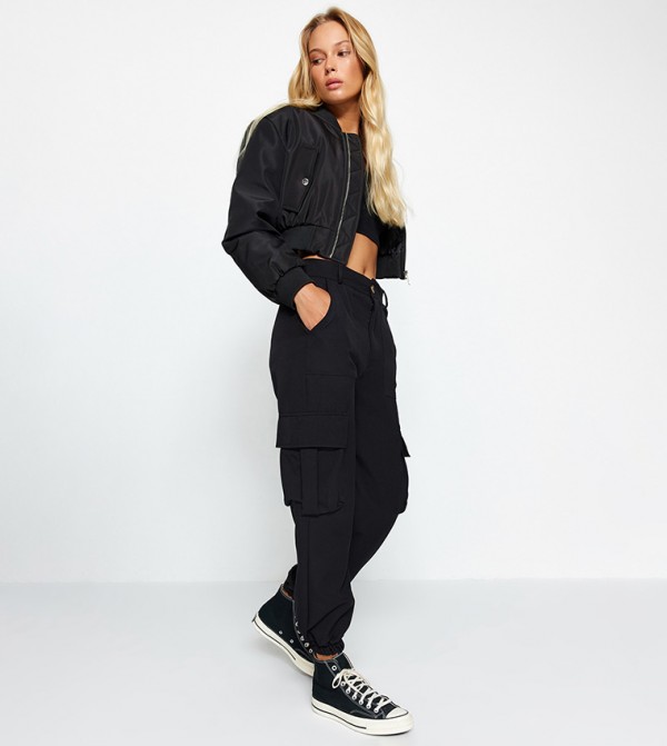 Drawstring Waist Cargo Jogger Pants