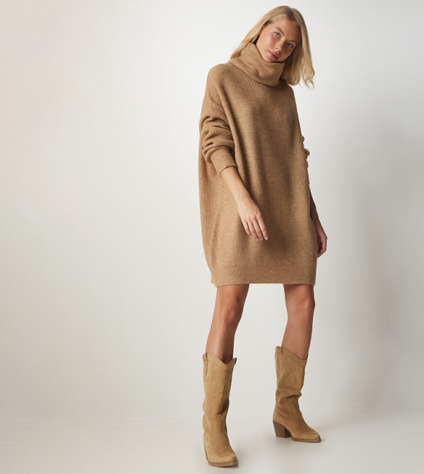 Tan turtleneck sweater outlet dress