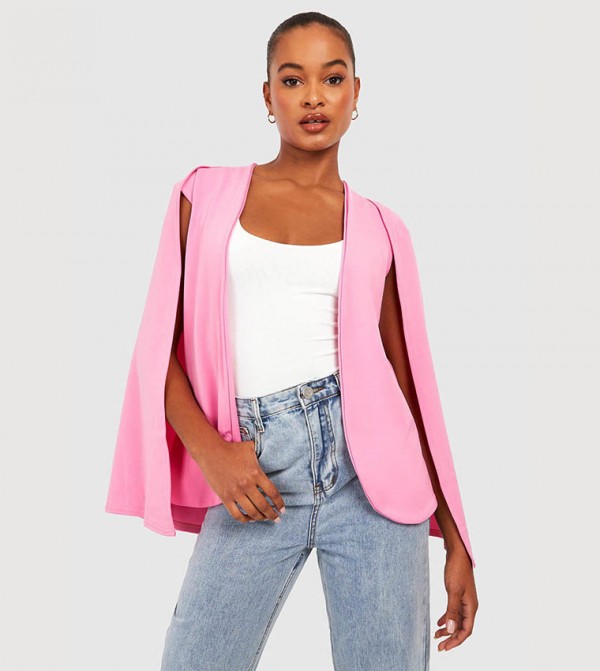 Buy Boohoo Solid Cape Blazer In Pink 6thStreet Qatar