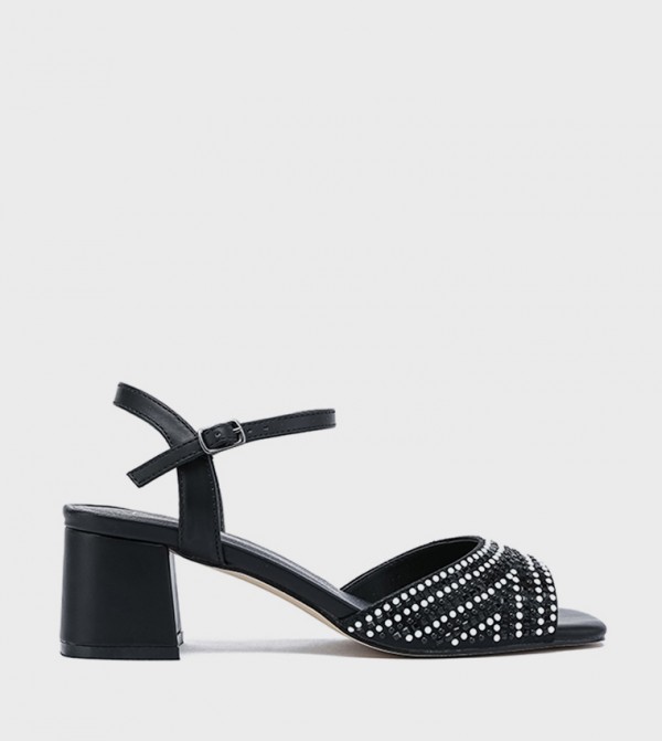 Embellished Ankle Strap Heel Sandals
