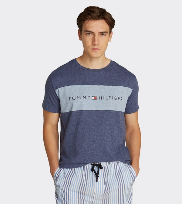 Color Block Crew Neck Sleep Top