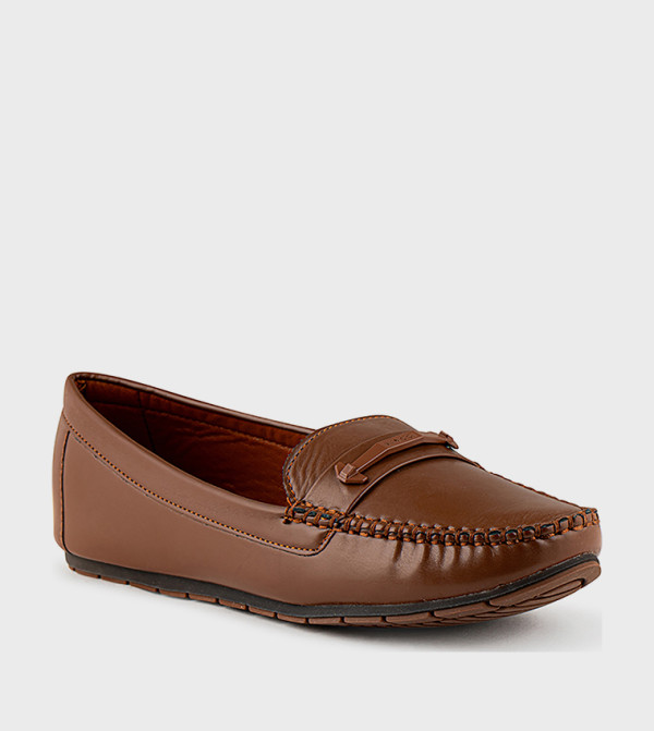 Textured Square Toe Loafers
