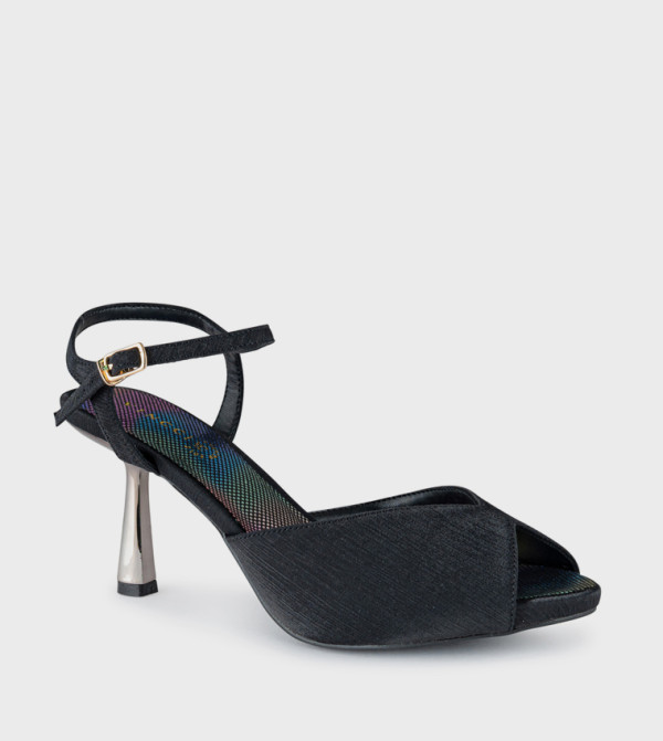 Peep Toe Ankle Strap Heeled Sandals