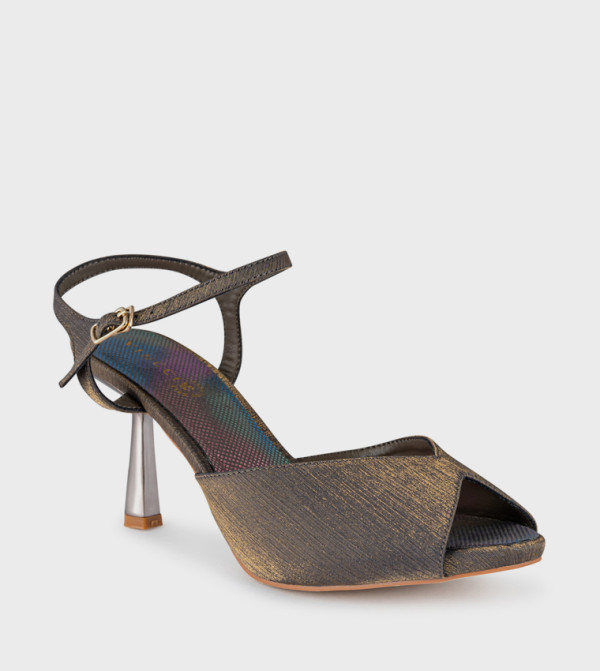 Peep Toe Ankle Strap Heeled Sandals