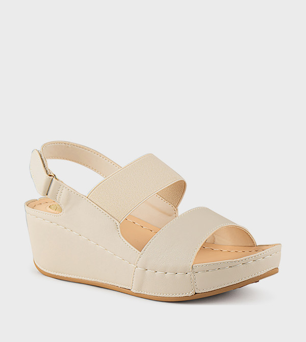 Textured Slingback Wedge Sandals