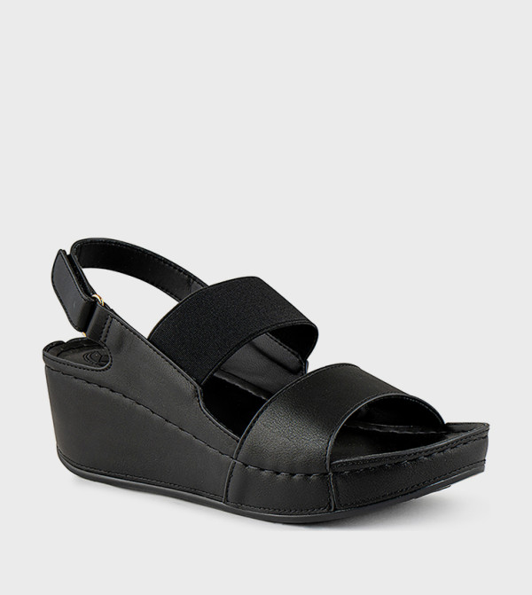 Textured Slingback Wedge Sandals