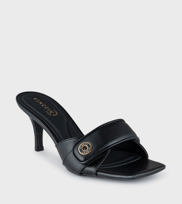 Textured Square Toe Heeled Sandals