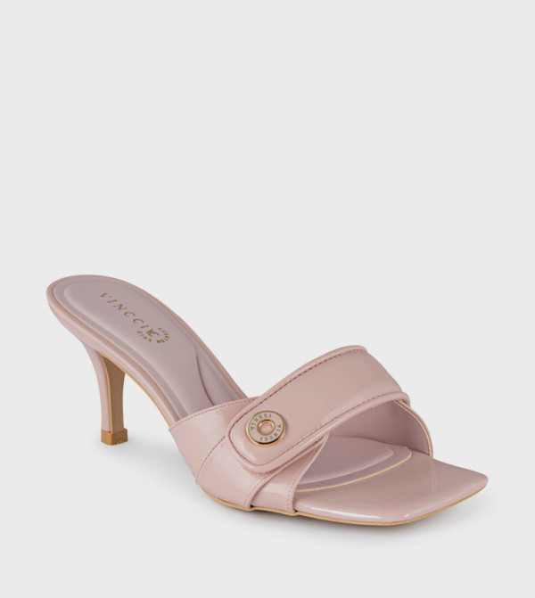 Textured Square Toe Heeled Sandals