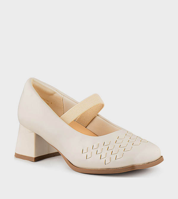 Textured Square Toe Mary Jane Pumps