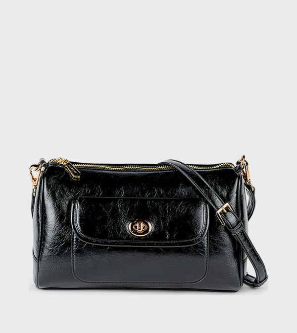 Textured Front Pocket Shoulder Bag
