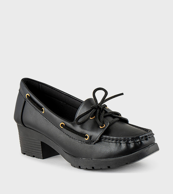 Textured Square Toe Penny Loafers