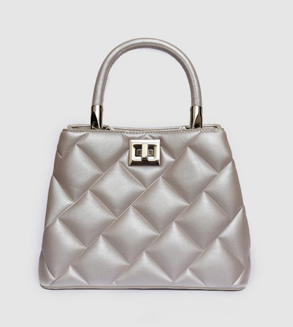 Quilted Twist Lock Satchel Bag