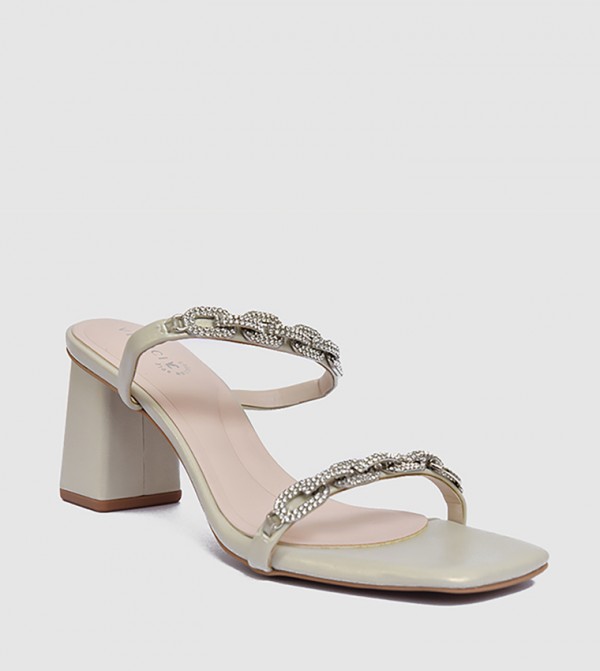 Embellished Block Heel Sandals