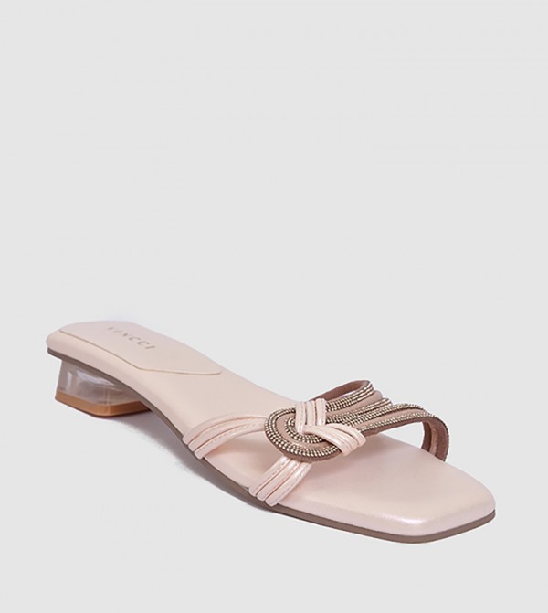 Embellished Low Block Heel Sandals