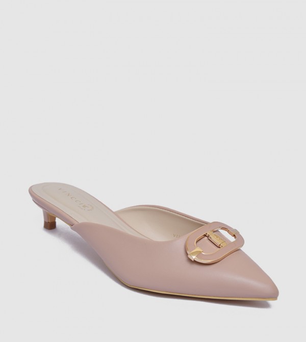 Pointed Toe Kitten Heel Mule Pumps