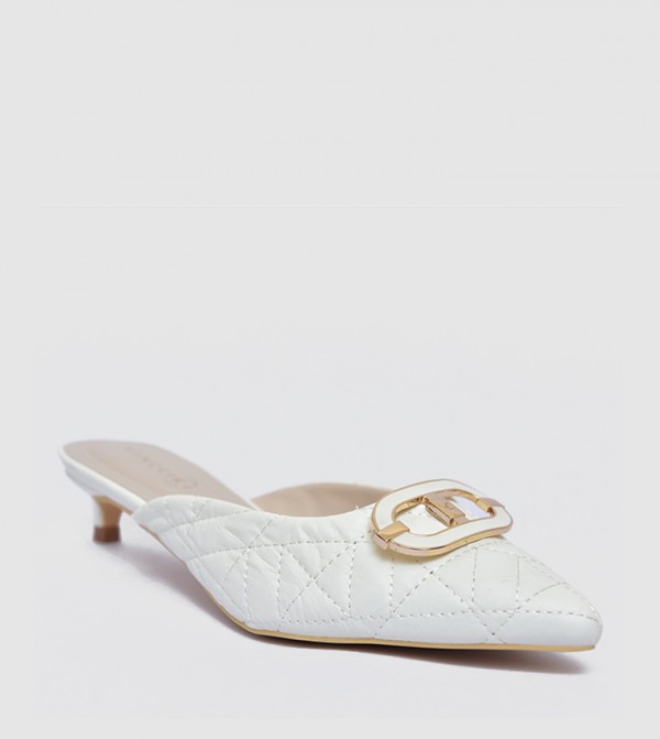 Pointed Toe Kitten Heel Mule Pumps