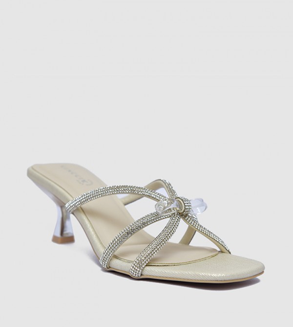 Embellished Open Toe Heel Sandals