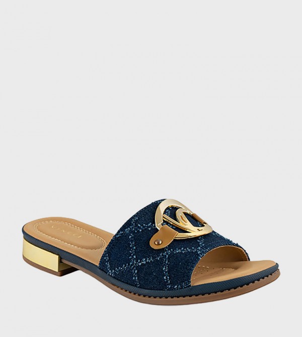 Metal Accent Low Heel Sandals