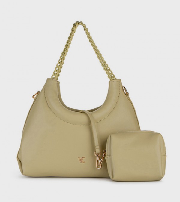 Textured Shoulder Bag with Coin Pouch