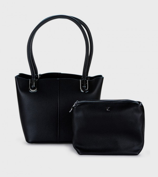 Textured Tote Bag with Pouch