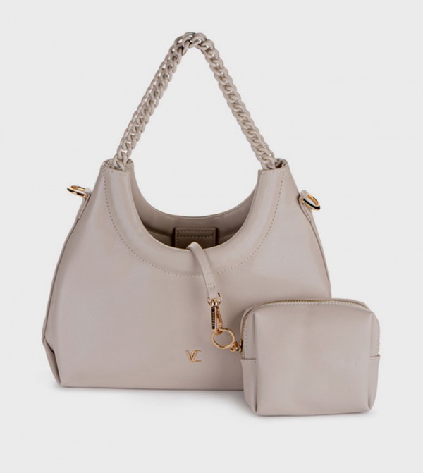 Textured Shoulder Bag with Coin Pouch