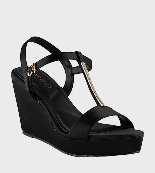 Embellished Ankle Strap Wedges