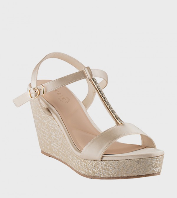 Embellished Ankle Strap Wedges
