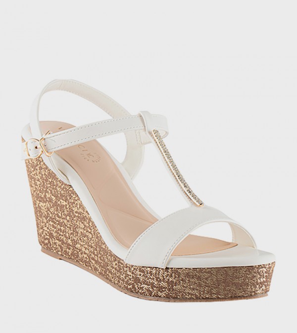 Embellished Ankle Strap Wedges