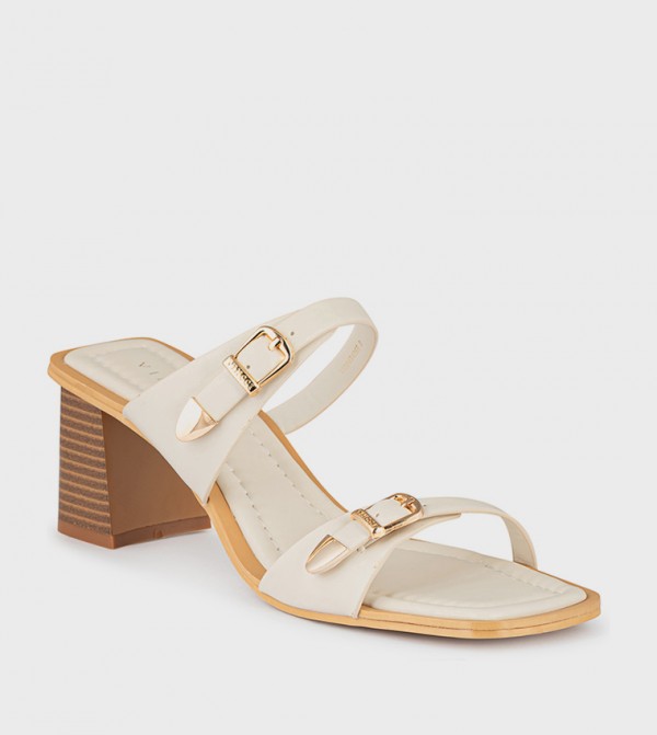 Open Toe Buckle Block Heel Sandals