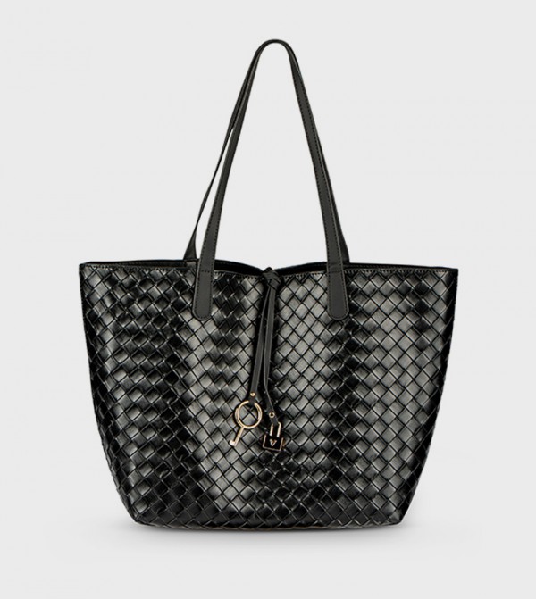 Braided Metal Accent Tote Bag