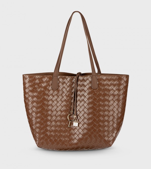 Braided Metal Accent Tote Bag