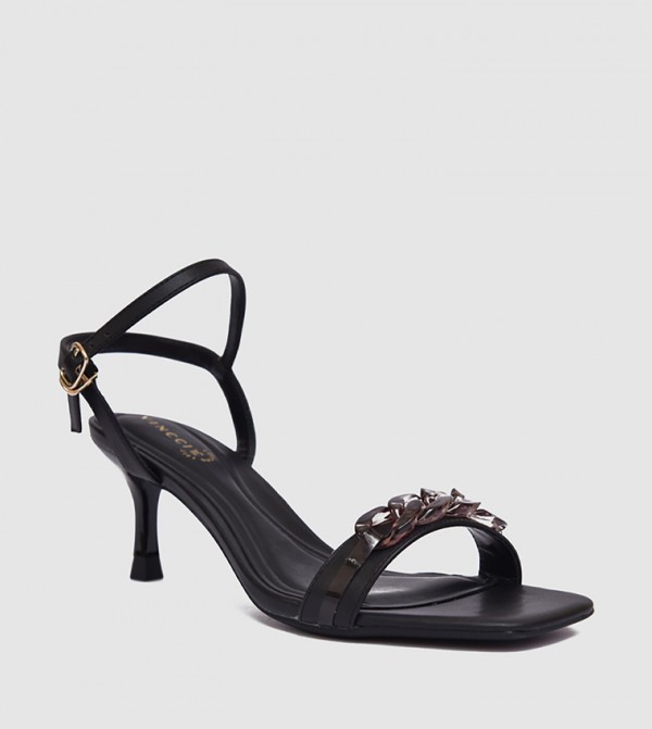 Chain-Link Detail Heel Sandals